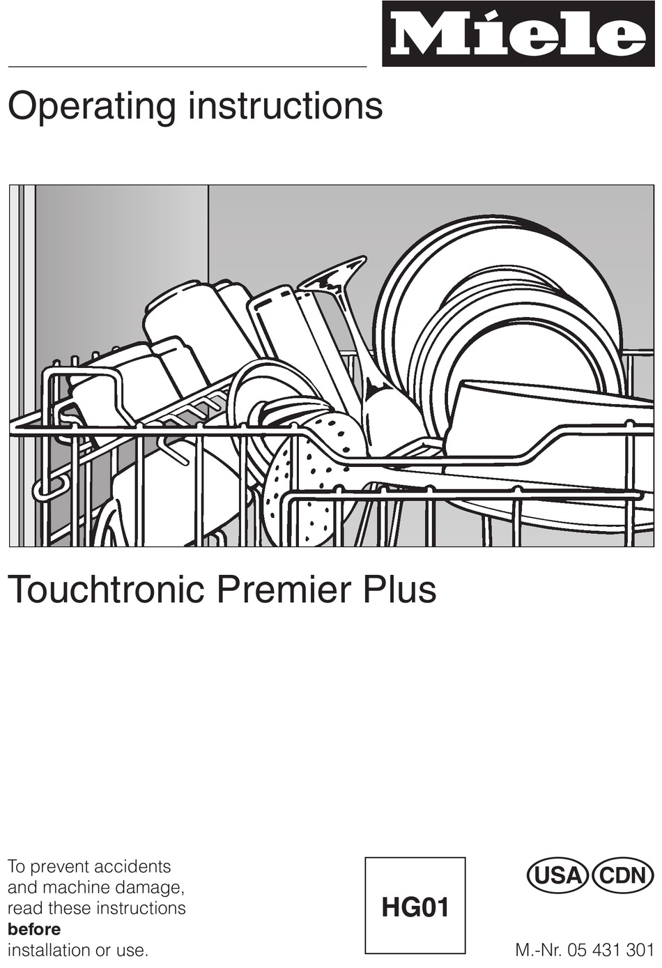 MIELE TOUCHTRONIC PREMIER PLUS HG01 OPERATING INSTRUCTIONS MANUAL Pdf ...