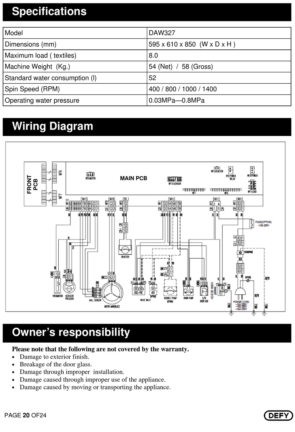 defy twinmaid 1300 wiring diagram