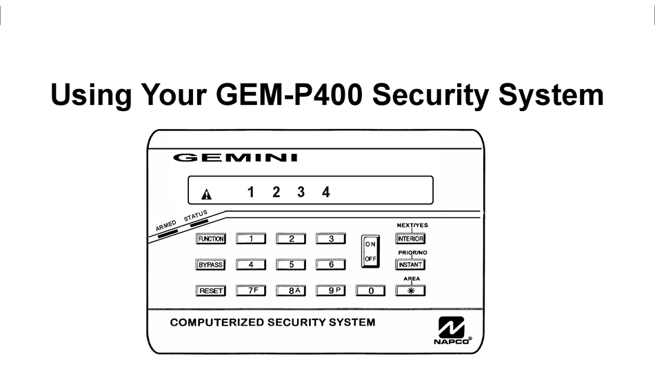 NAPCO GEMINIP400 USER MANUAL Pdf Download ManualsLib