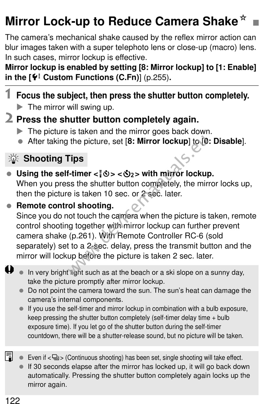 canon 600d mirror lock up