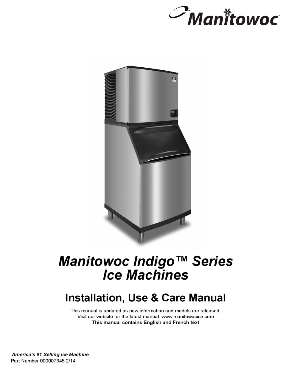 MANITOWOC INDIGO SERIES INSTALLATION, USE & CARE MANUAL Pdf Download