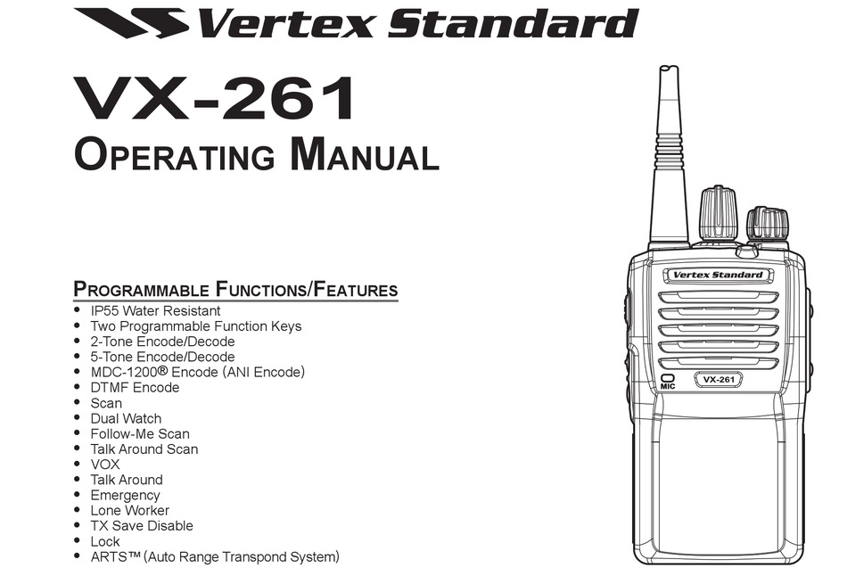 Vertex Standard Vx 261 Operating Manual Pdf Download Manualslib