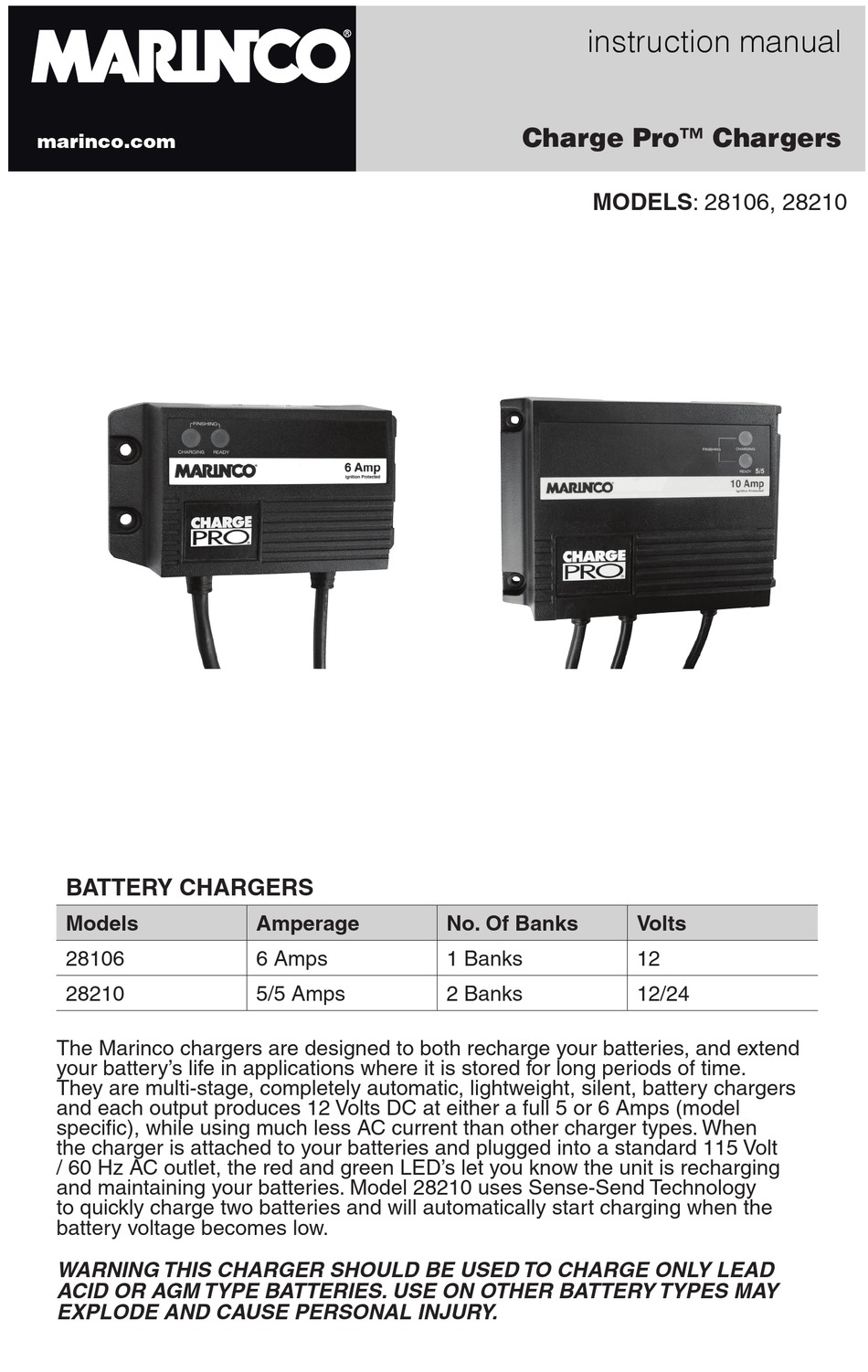 MARINCO CHARGER PRO 28106 INSTRUCTION MANUAL Pdf Download | ManualsLib