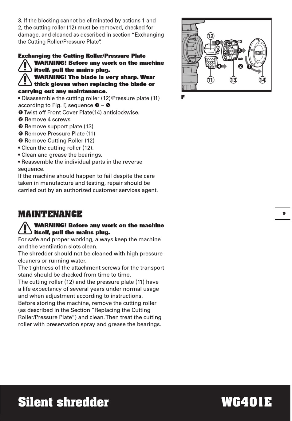 Maintenance Worx WG401E Safety And Operating Manual Page 9