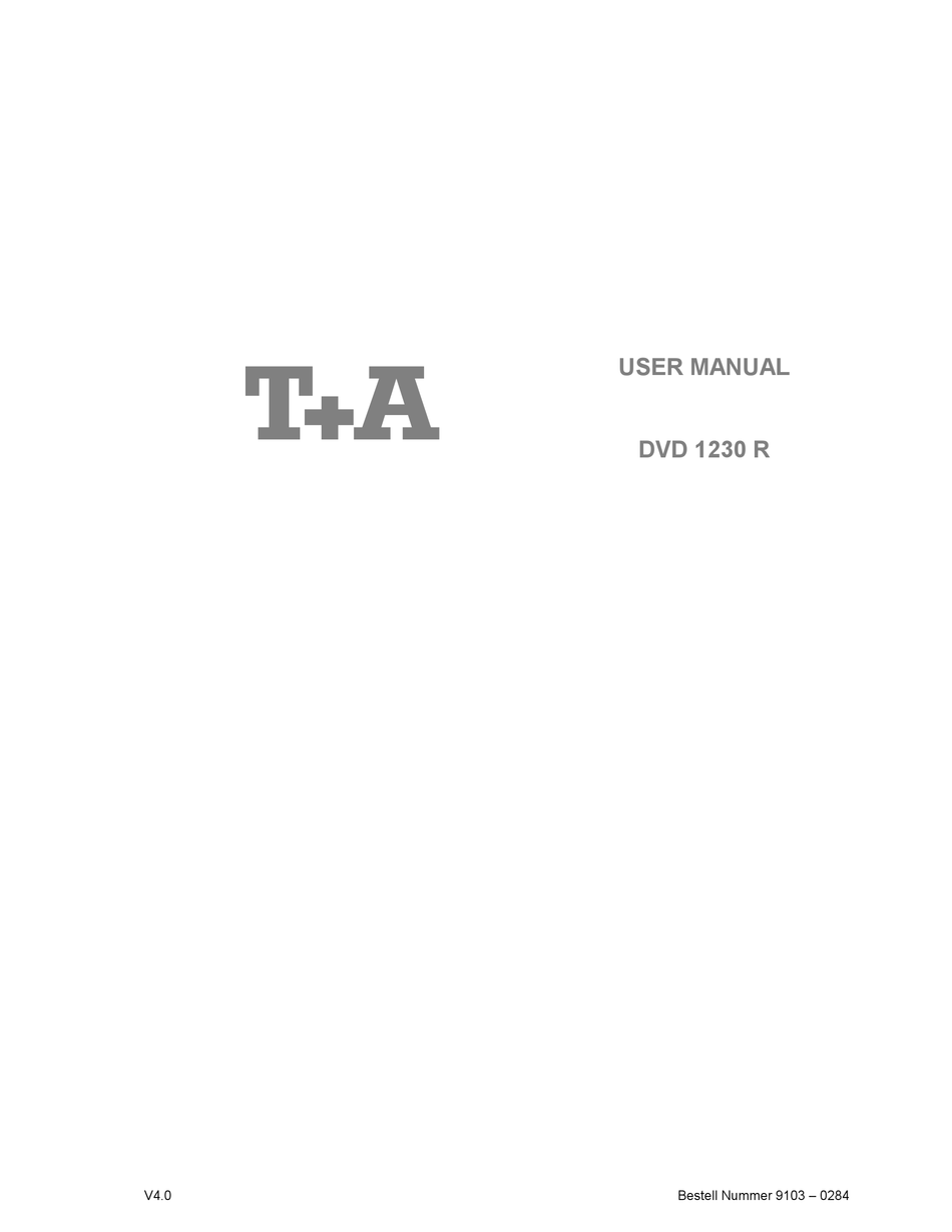 T+A DVD 1230 R USER MANUAL Pdf Download | ManualsLib