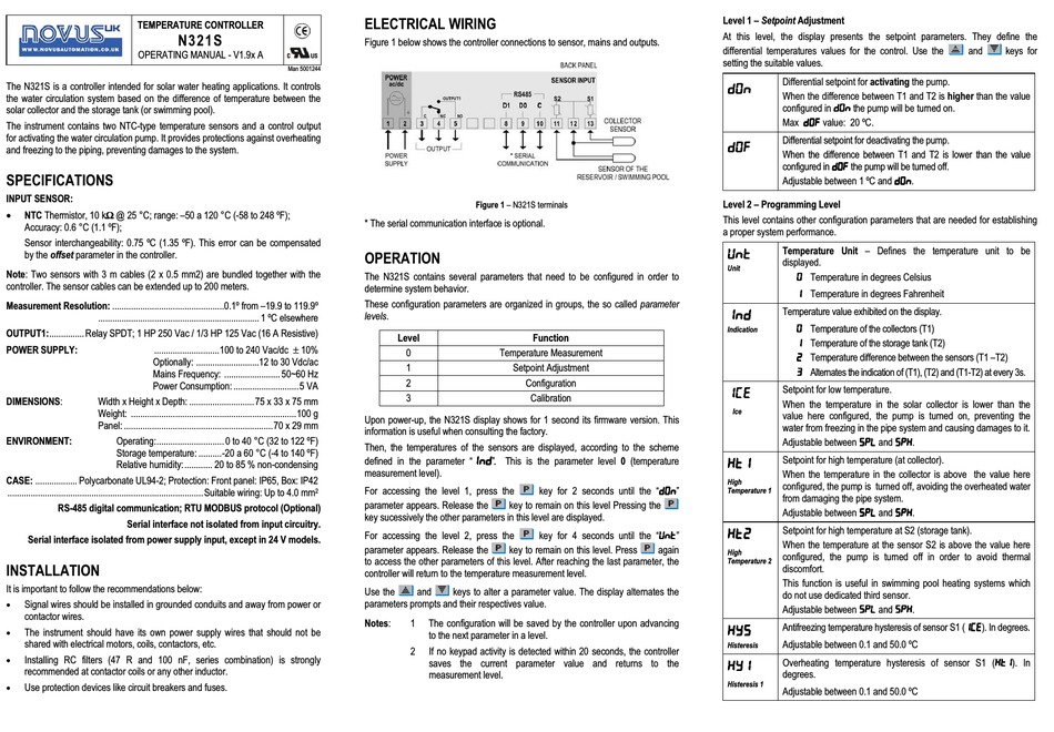 Novus N321s Operating Manual Pdf Download 