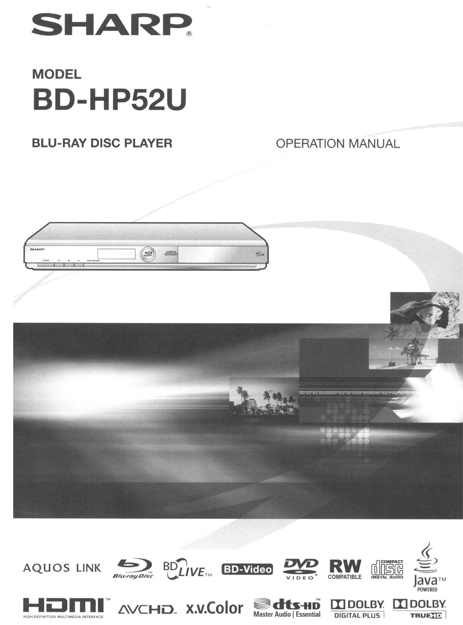 SHARP BD-HO52U OPERATION MANUAL Pdf Download | ManualsLib