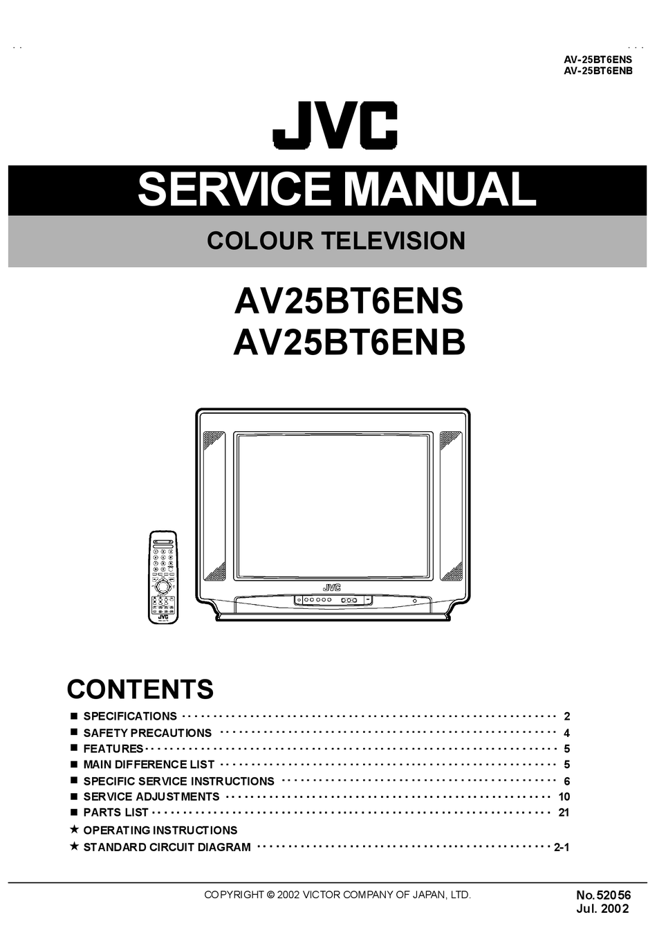 JVC AV25BT6ENS SERVICE MANUAL Pdf Download | ManualsLib