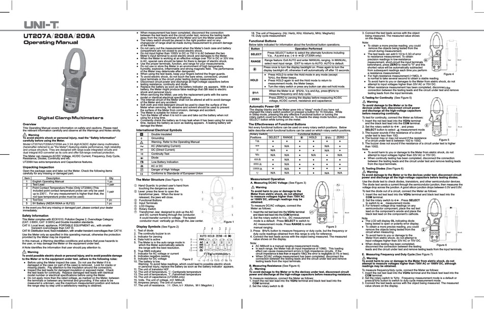 UNI-T UT207A OPERATING MANUAL Pdf Download | ManualsLib