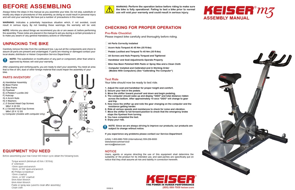 keiser m3 dimensions