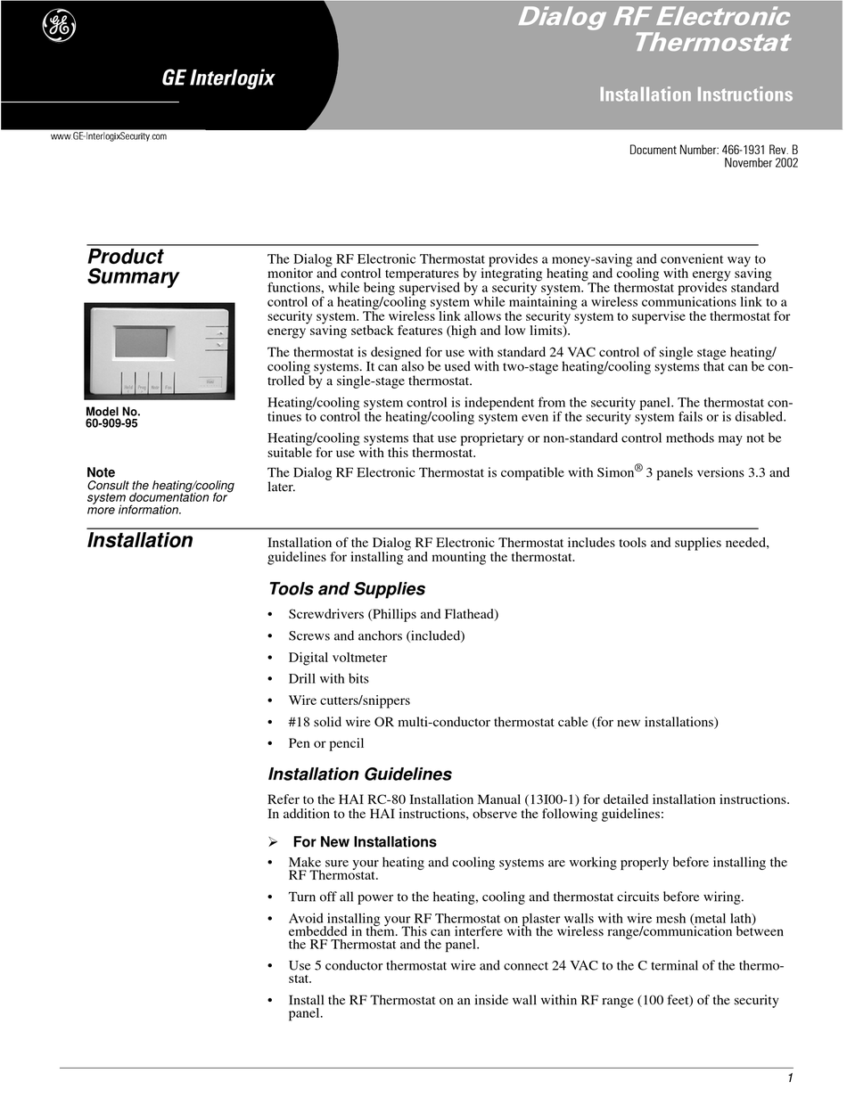 GE 60-909-95 INSTALLATION INSTRUCTIONS MANUAL Pdf Download | ManualsLib