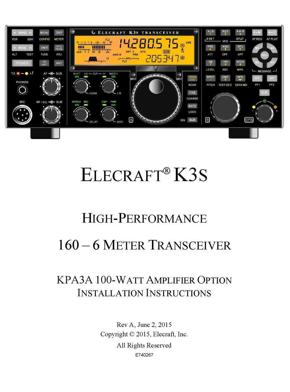 ELECRAFT K3S INSTALLATION INSTRUCTIONS MANUAL Pdf Download ManualsLib