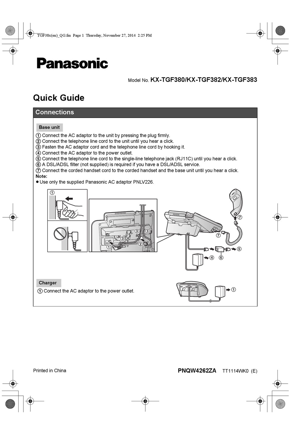 PANASONIC KX-TGF380 QUICK MANUAL Pdf Download | ManualsLib