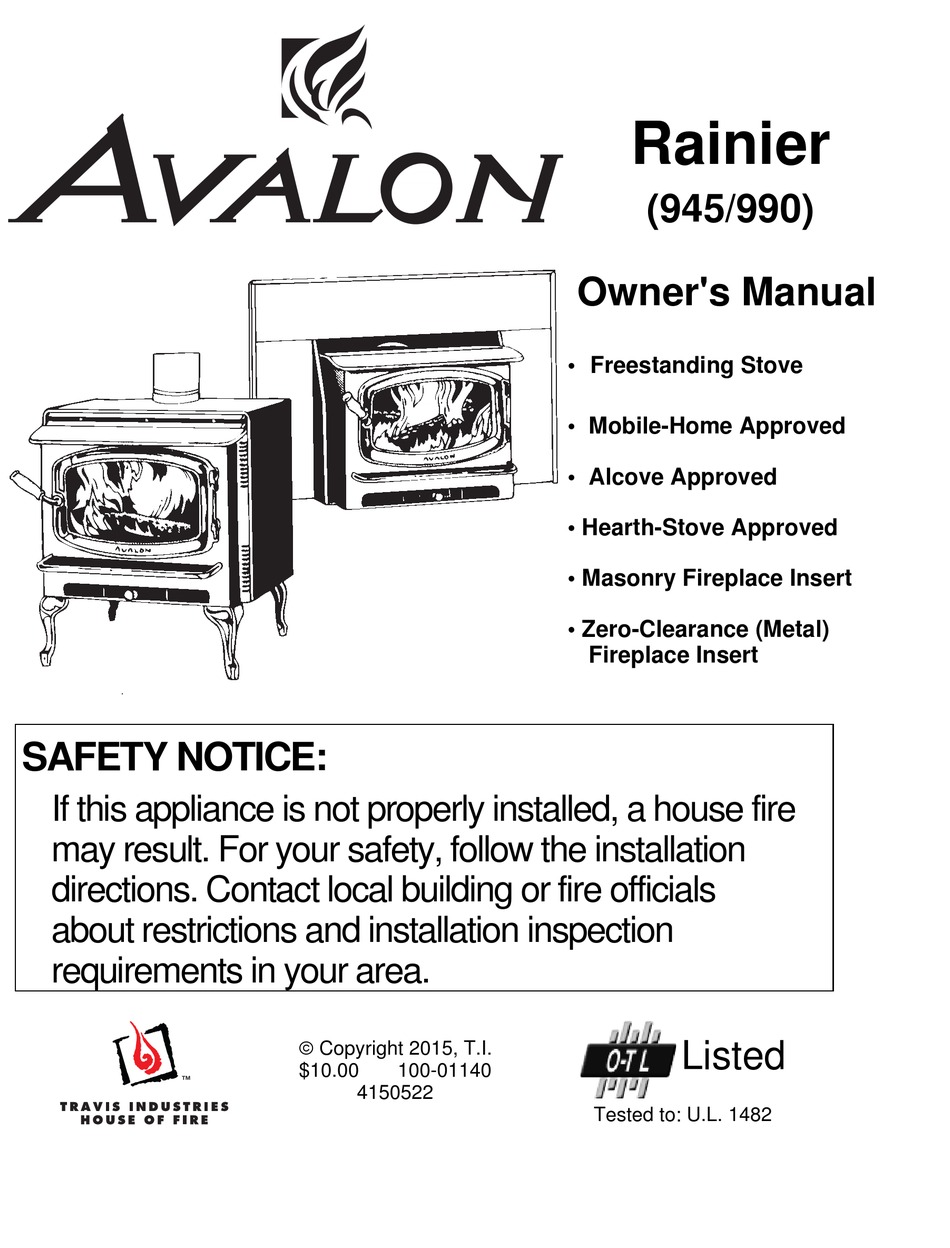 AVALON RAINIER 945 OWNER'S MANUAL Pdf Download | ManualsLib