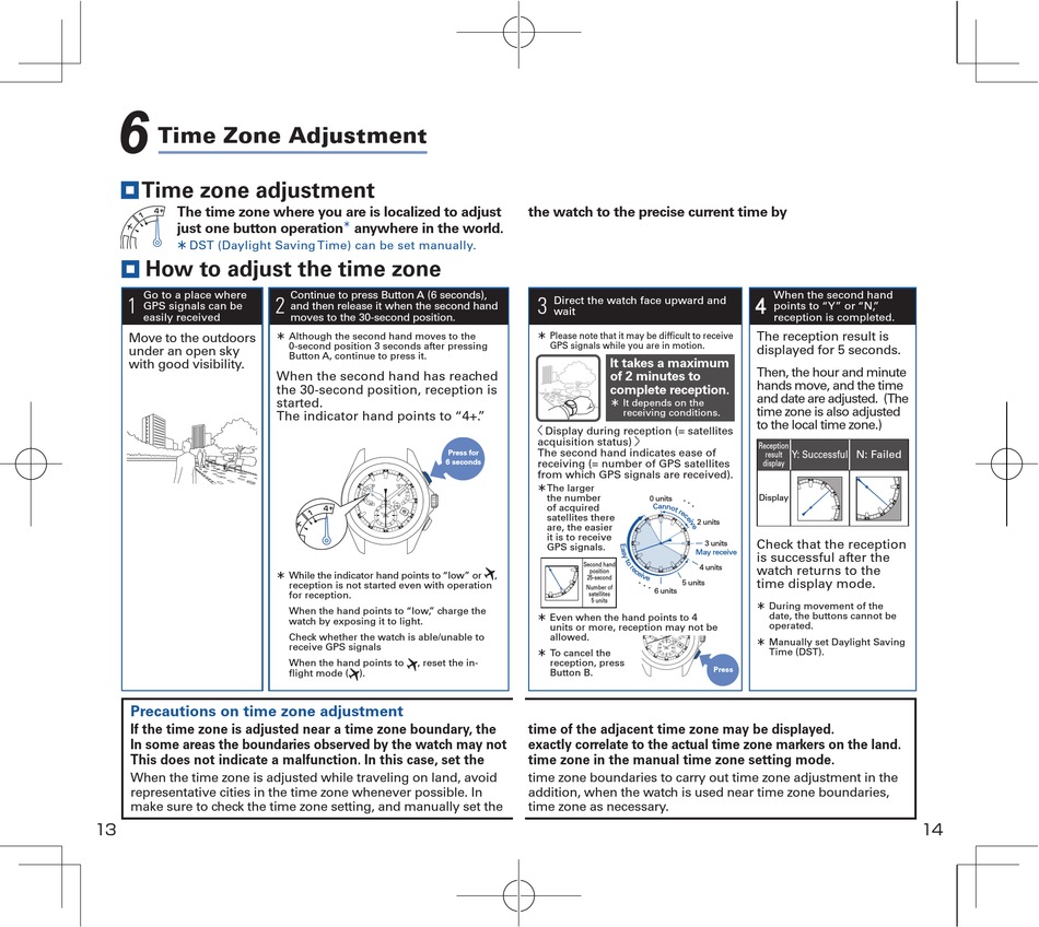 Time Zone Adjustment - Seiko Astron 8X53 Handy Manual [Page 8] | ManualsLib