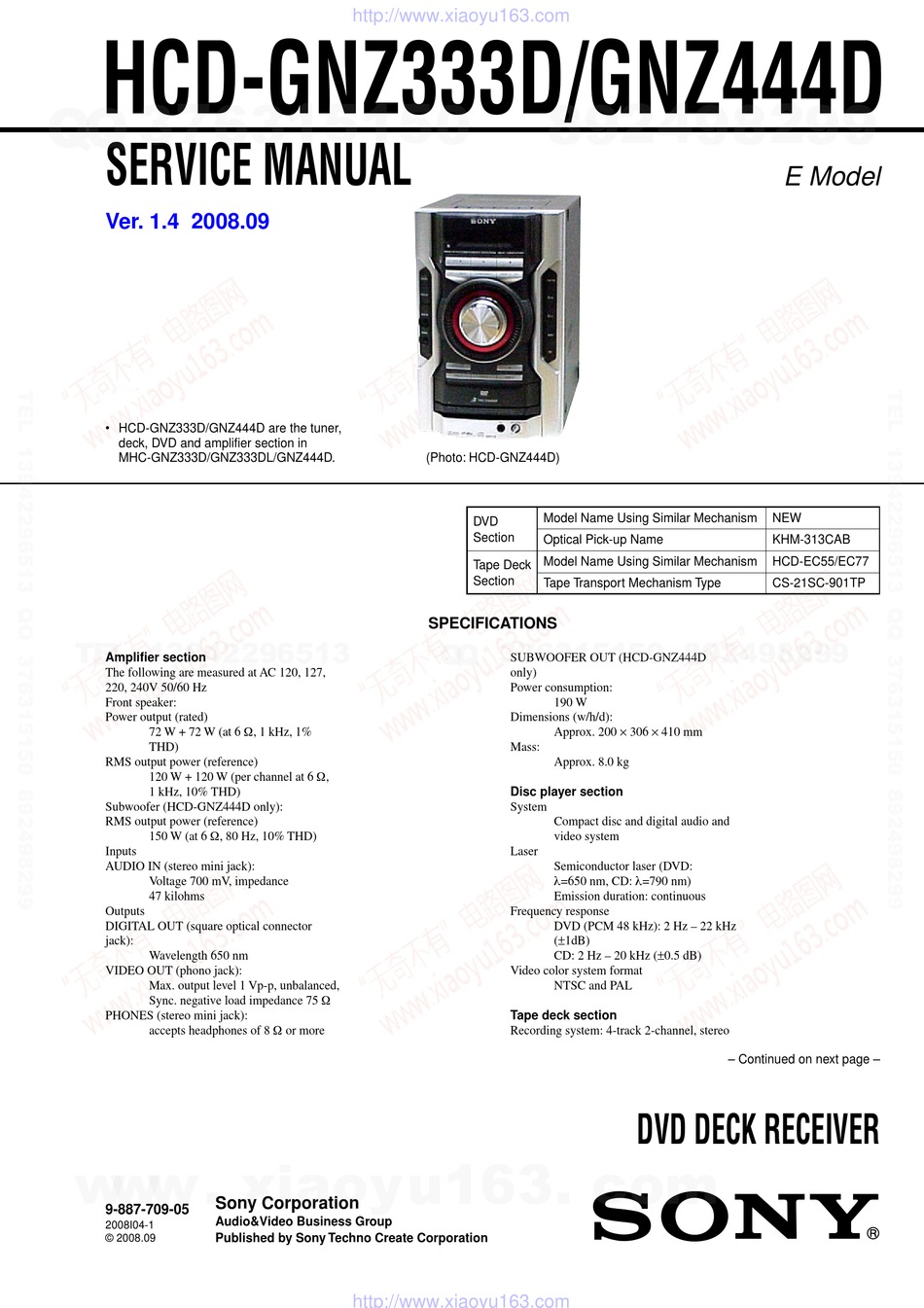 SONY HCD-GNZ333D SERVICE MANUAL Pdf Download | ManualsLib