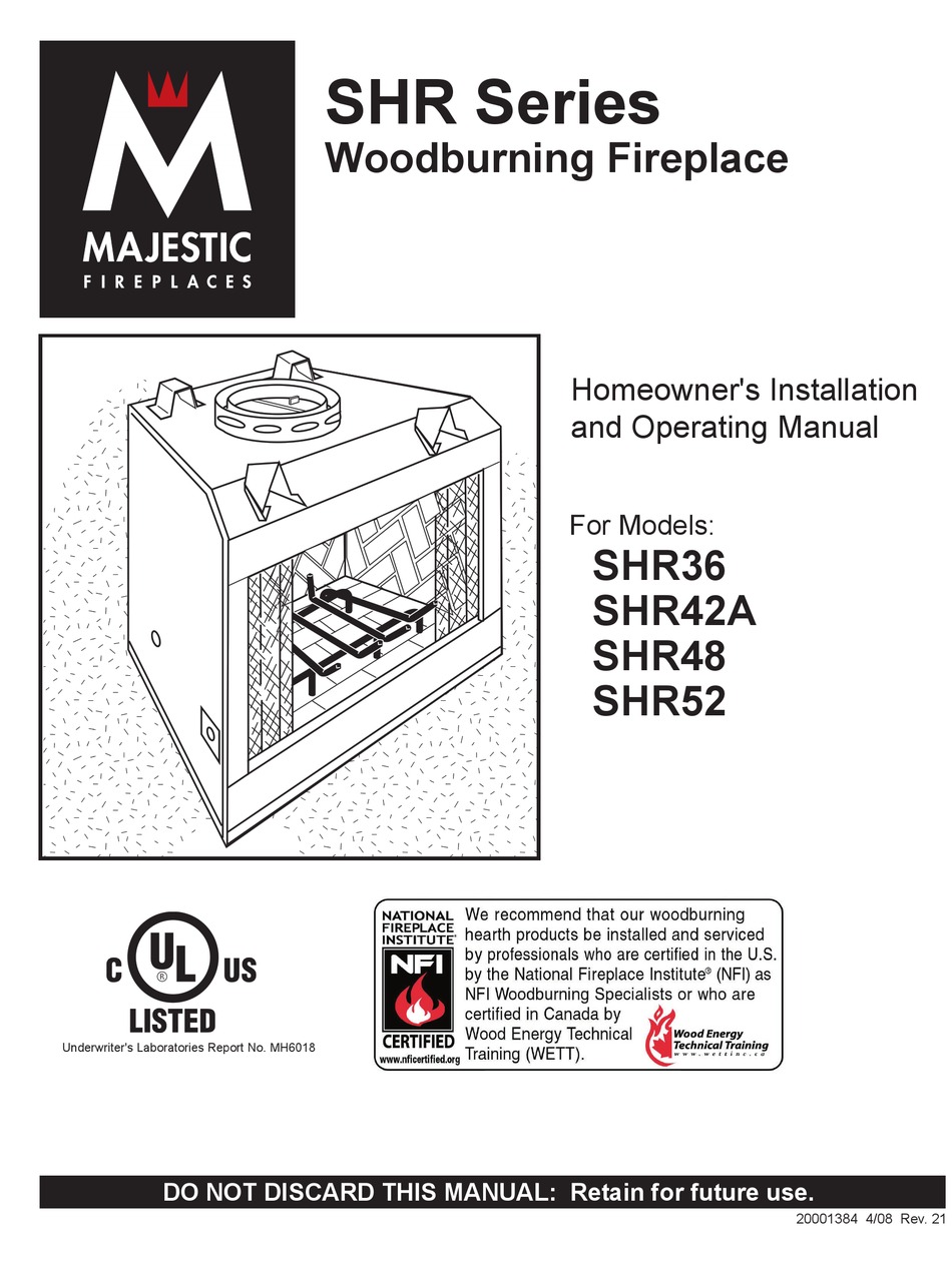 MAJESTIC SHR36 OWNERS INSTALLATION AND OPERATING MANUAL Pdf Download