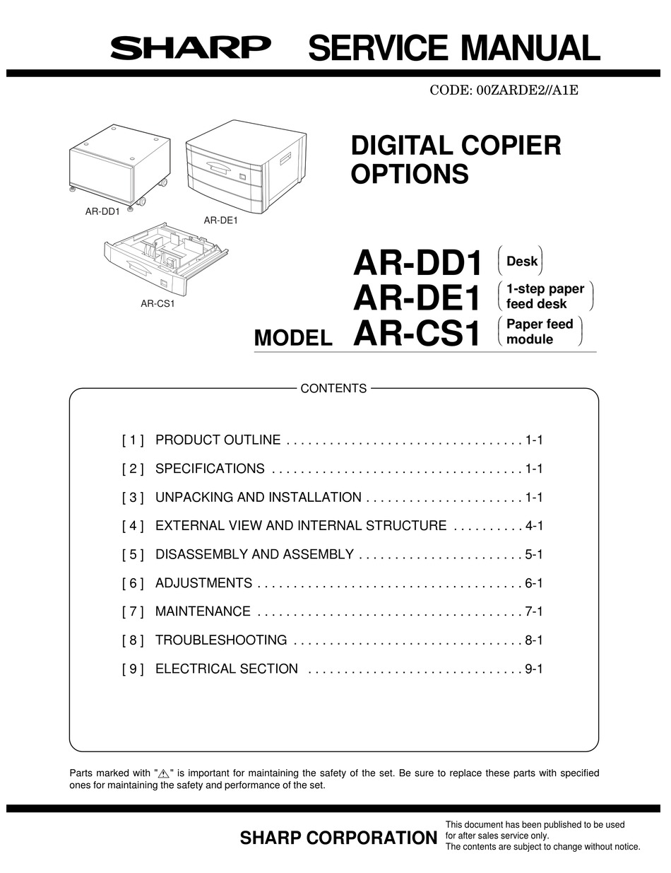 SHARP ARDD1 SERVICE MANUAL Pdf Download ManualsLib