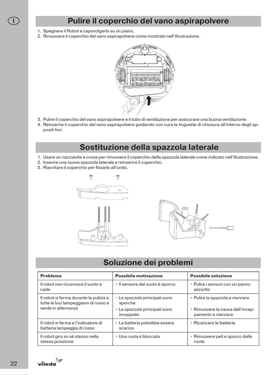 Pulire Il Coperchio Del Vano Aspirapolvere - Vileda Relax Owner's Manual  [Page 22] | ManualsLib