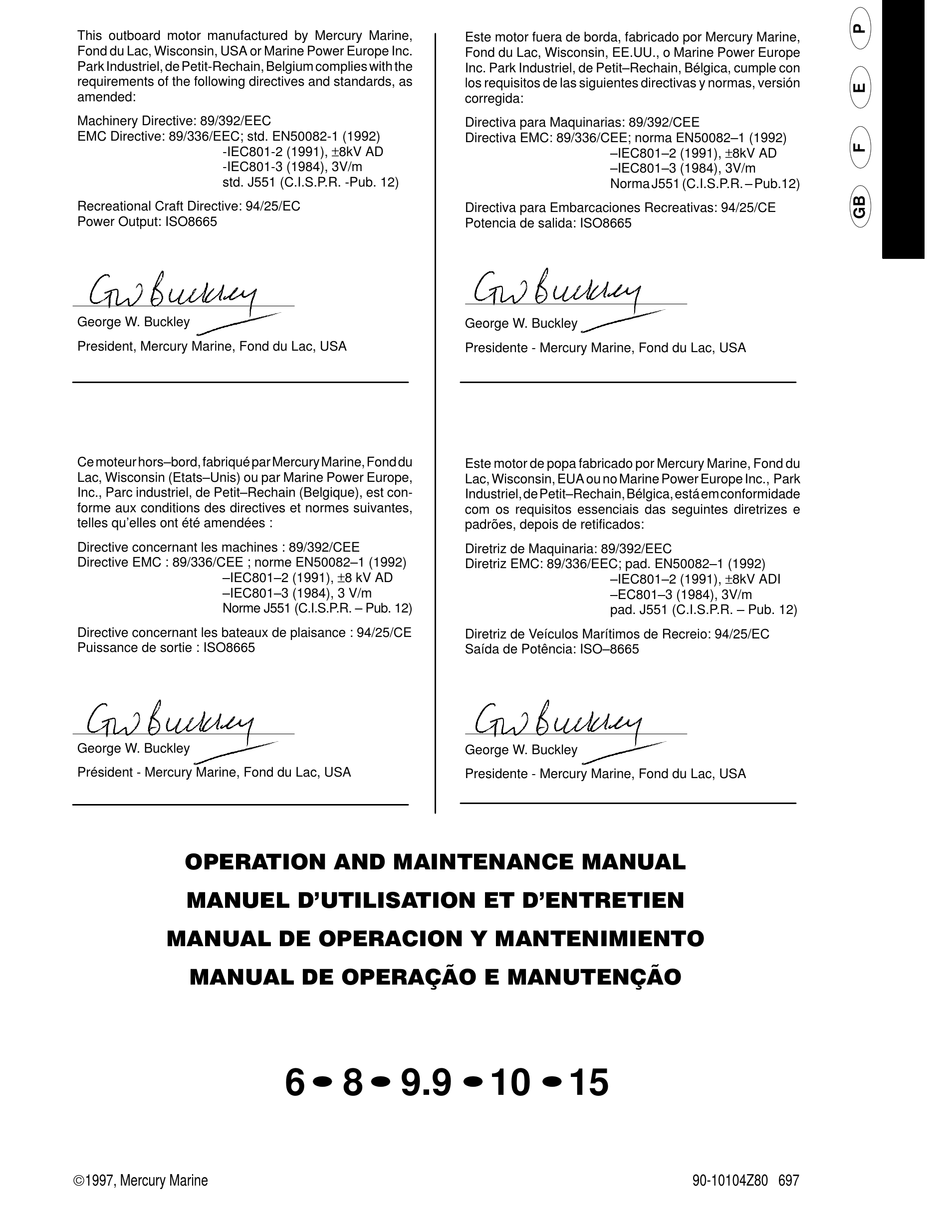 MERCURY 8 OPERATION AND MAINTENANCE MANUAL Pdf Download | ManualsLib