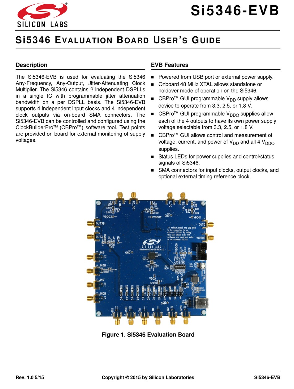 SILICON LABORATORIES SI5346-EVB USER MANUAL Pdf Download | ManualsLib