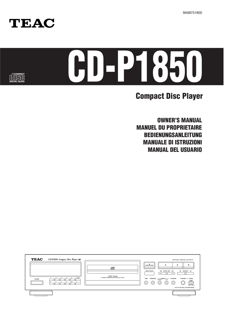 TEAC ティアック CD-P1850 CDプレーヤー CD-RW対応 2023年新作入荷