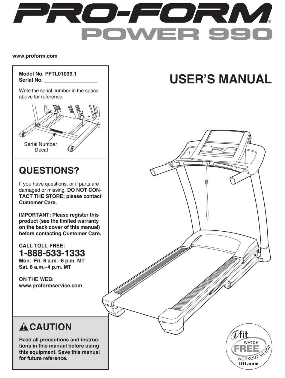 PRO-FORM POERW 990 PFTL01099.1 USER MANUAL Pdf Download | ManualsLib