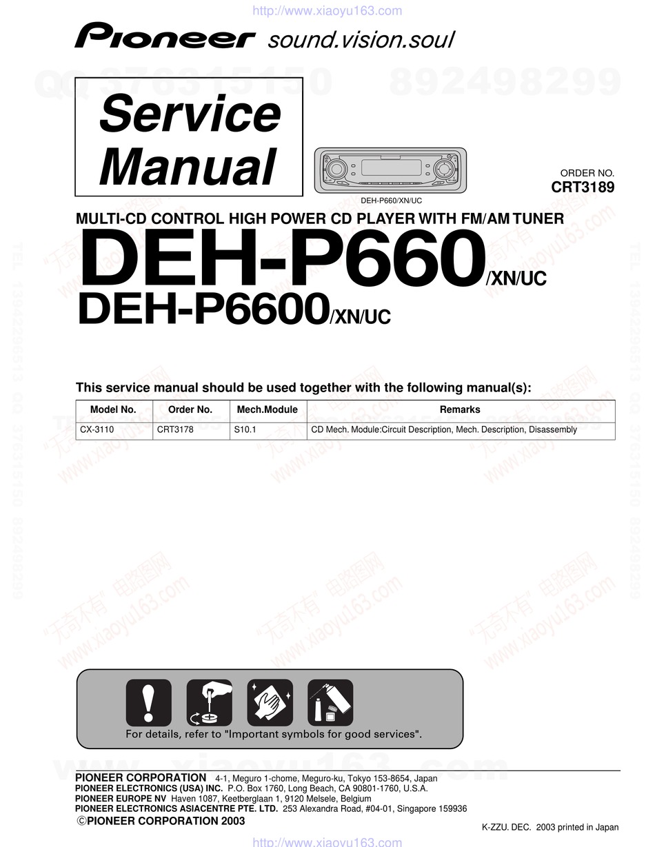 PIONEER DEHP660 SERVICE MANUAL Pdf Download  ManualsLib