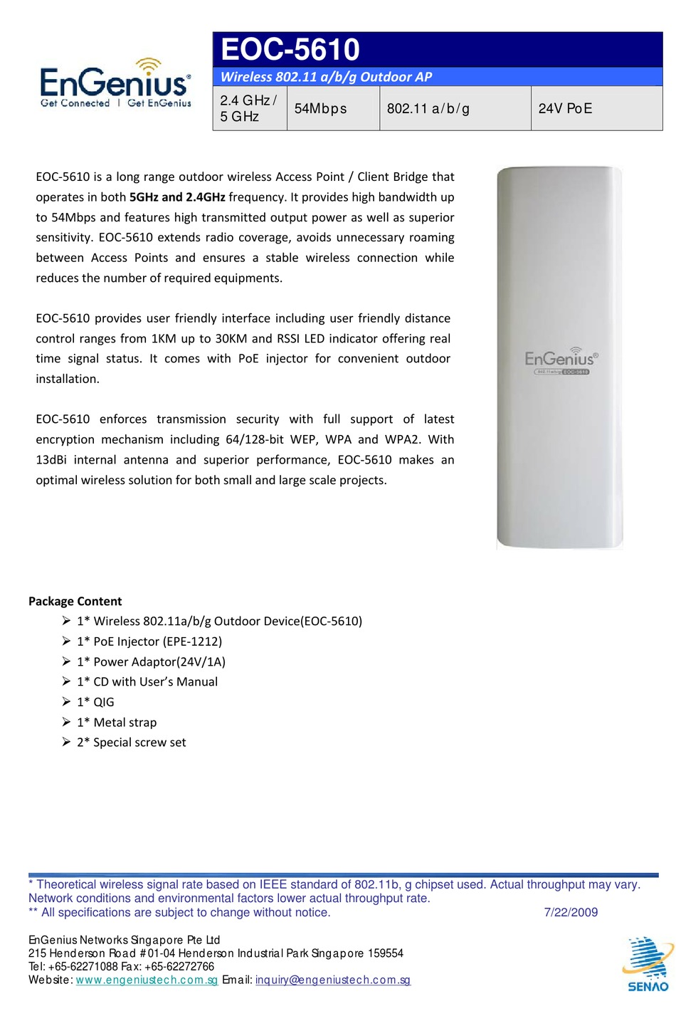 ENGENIUS EOC-5610 DATASHEET Pdf Download | ManualsLib