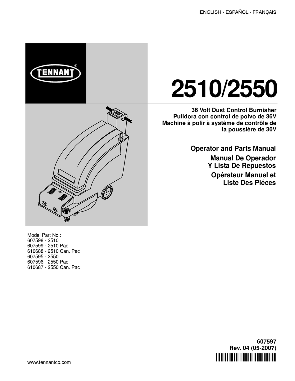 Tennant 2510 Operator And Parts Manual Pdf Download Manualslib 0292