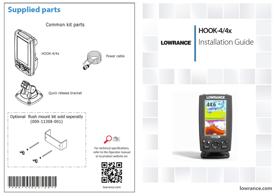 Lowrance Hook 4x Gps Manual   1 Supplied Parts Installation Guide Hook 4 