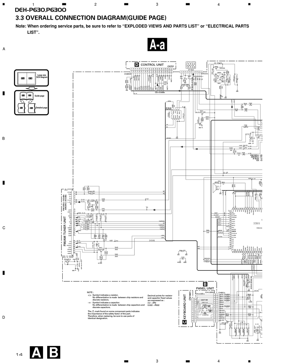 Overall Connection Diagram - Pioneer DEH-P630 Service Manual [Page