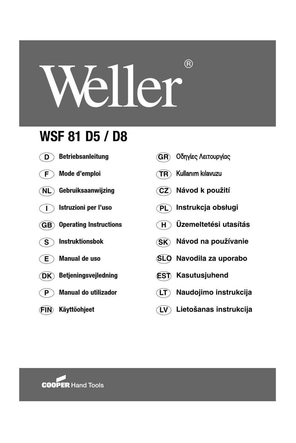 WELLER WSF 81 D5 OPERATING INSTRUCTIONS MANUAL Pdf Download ManualsLib