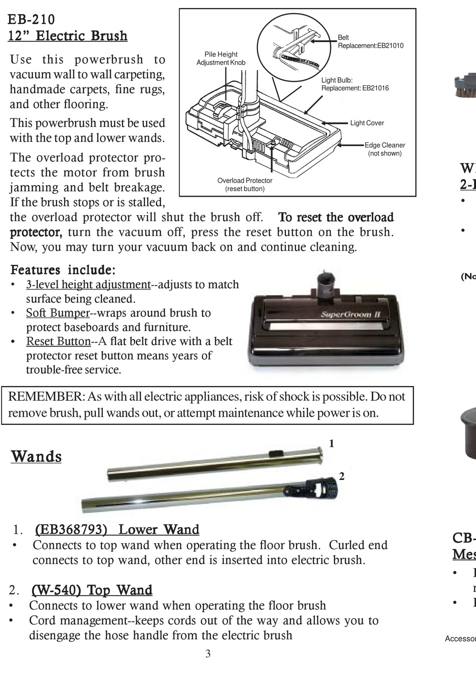 VACUMAID EB210 SUPERGROOM II MODEL MANUAL Pdf Download ManualsLib