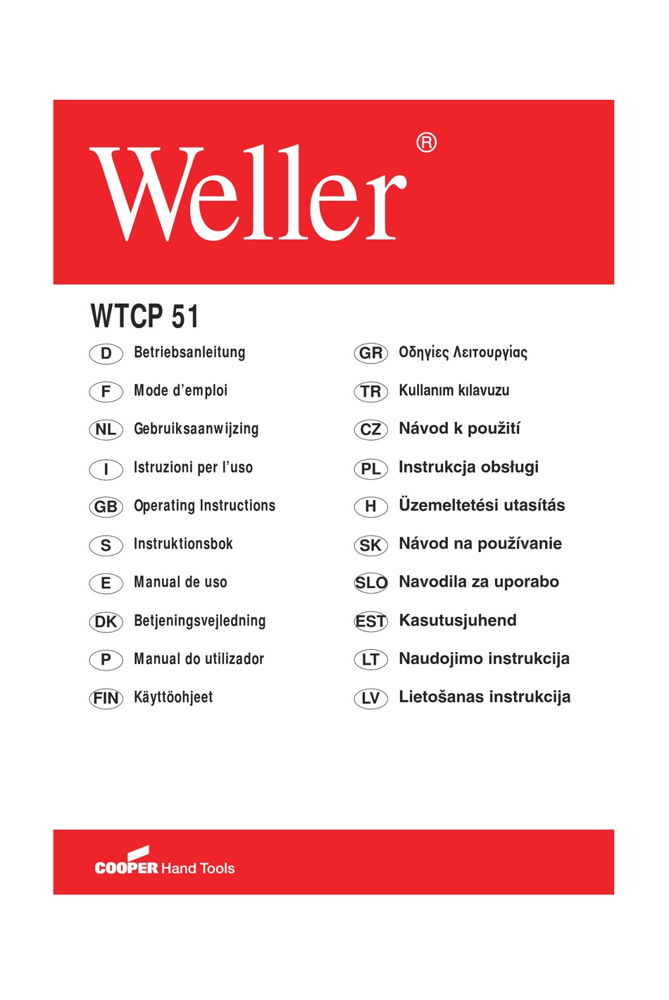 WTCP 51, Weller Station à souder 50W 480°C 230V