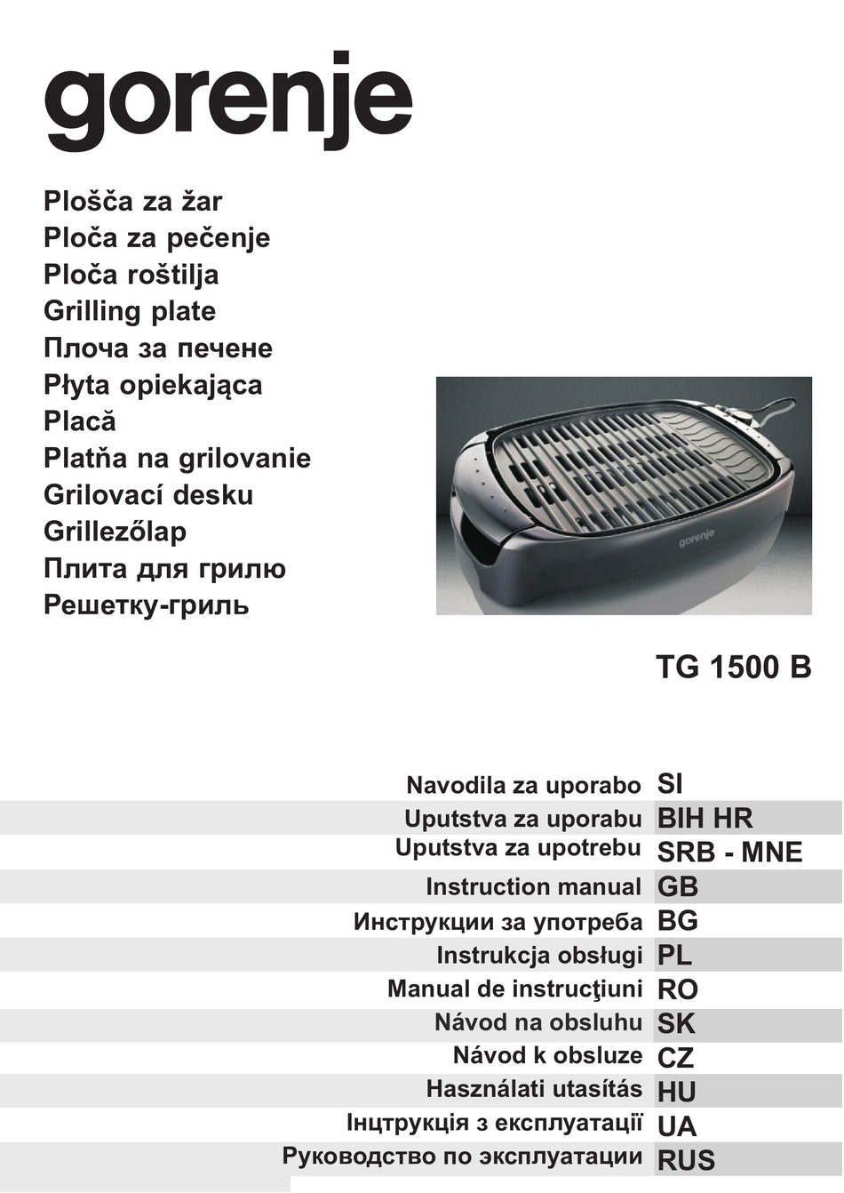 GORENJE TG 1500 B INSTRUCTION MANUAL Pdf Download ManualsLib
