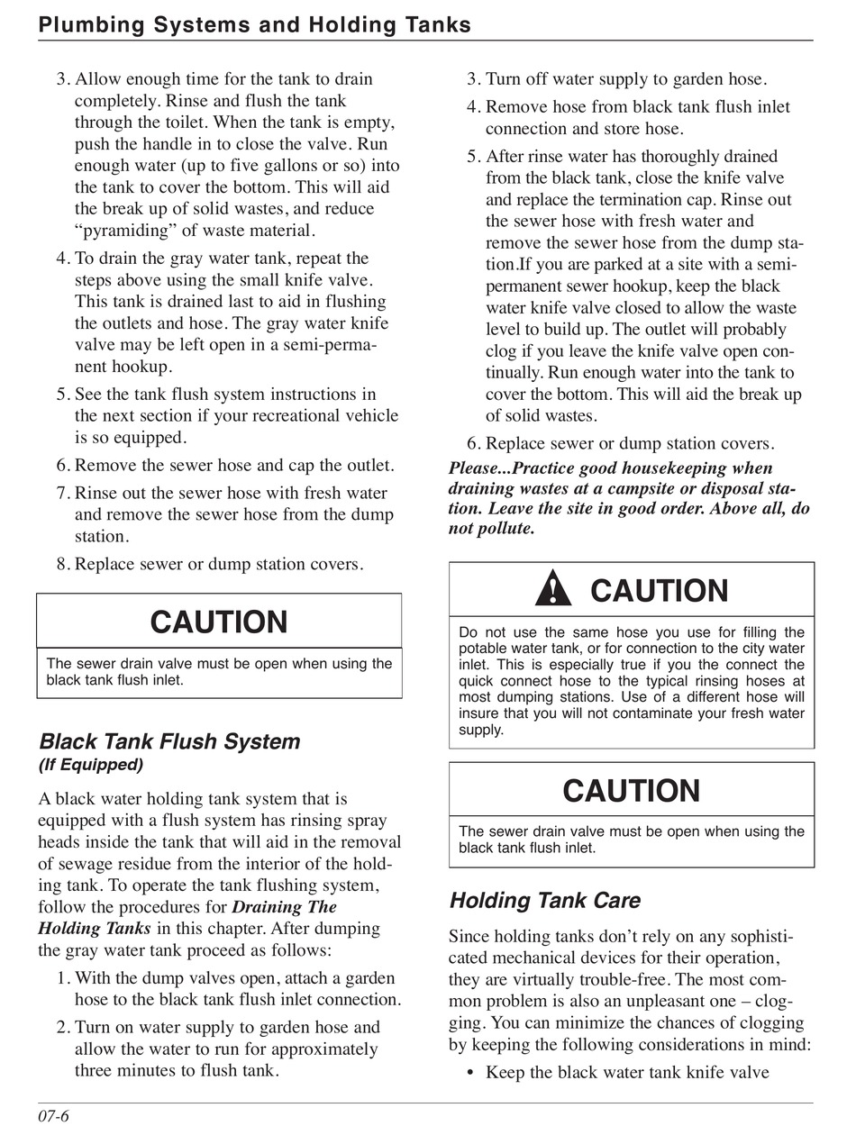 Black Tank Flush System (If Equipped); Holding Tank Care - FLEETWOOD RV  BOUNDER Owner's Manual [Page 65]