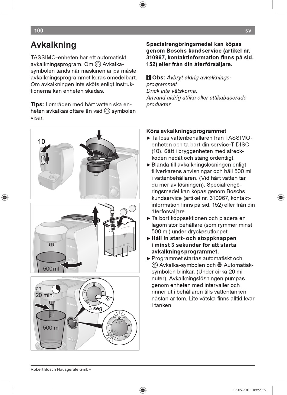 Avkalkning - Bosch Tassimo TAS 40 