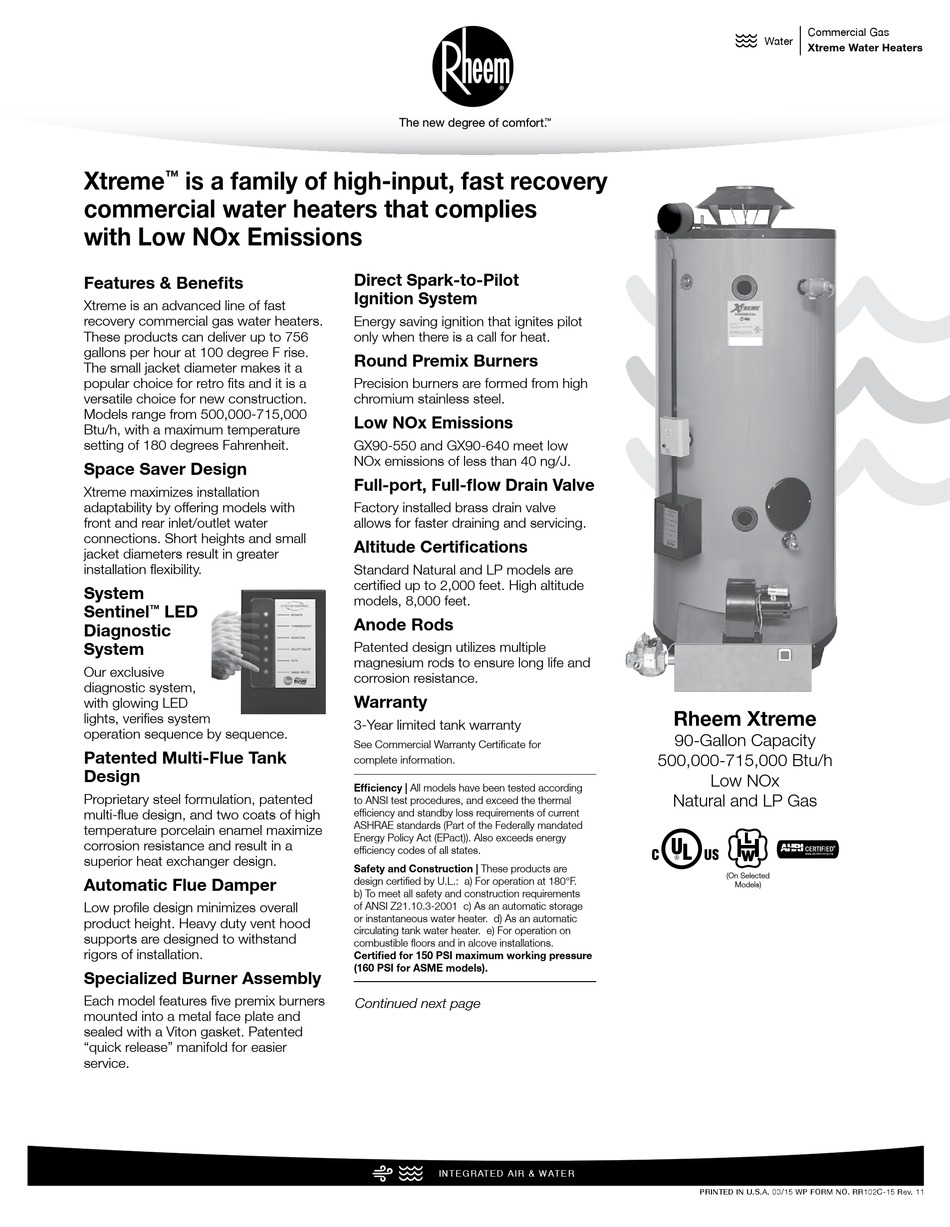 RHEEM XTREME GX90550 MANUAL Pdf Download ManualsLib