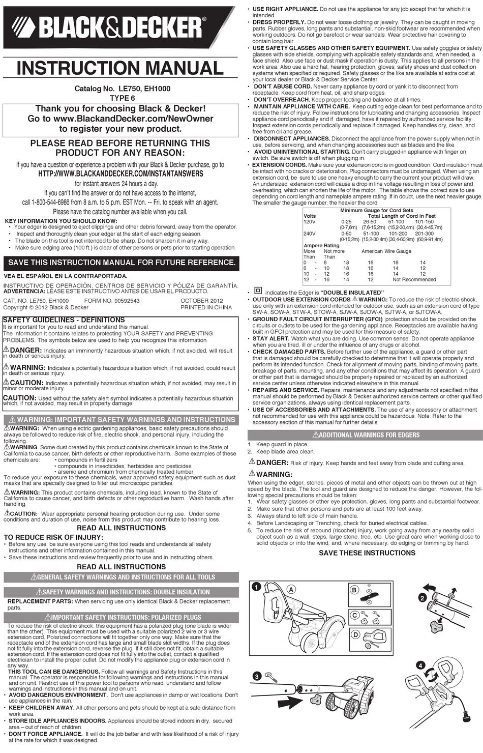 BLACK & DECKER LE750 INSTRUCTION MANUAL Pdf Download