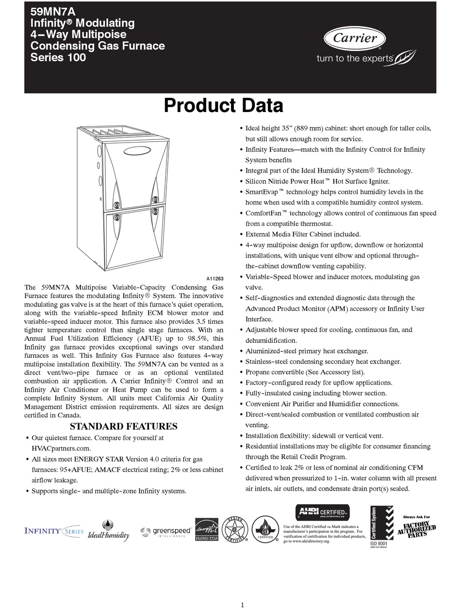 carrier-infinity-59mn7a-series-100-product-data-pdf-download-manualslib