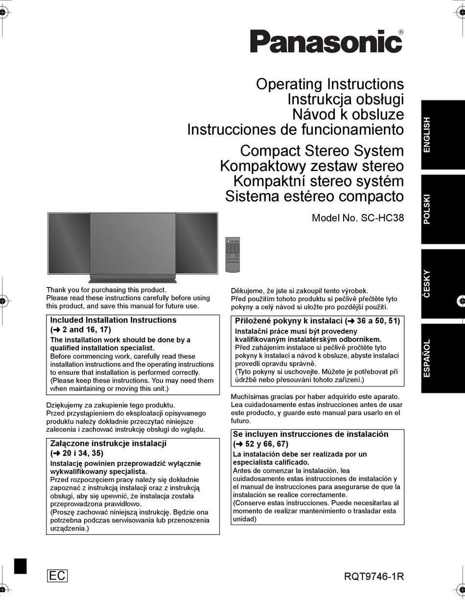 PANASONIC SC-HC38 OPERATING INSTRUCTIONS MANUAL Pdf Download | ManualsLib