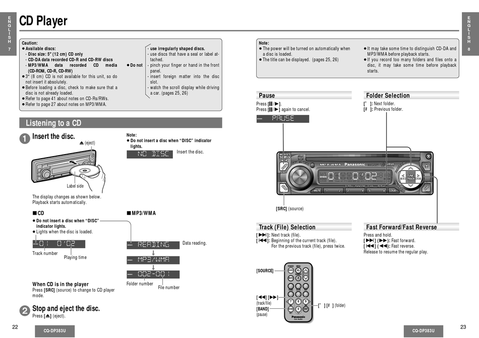 PANASONIC CQ-DP383U USER MANUAL Pdf Download | ManualsLib