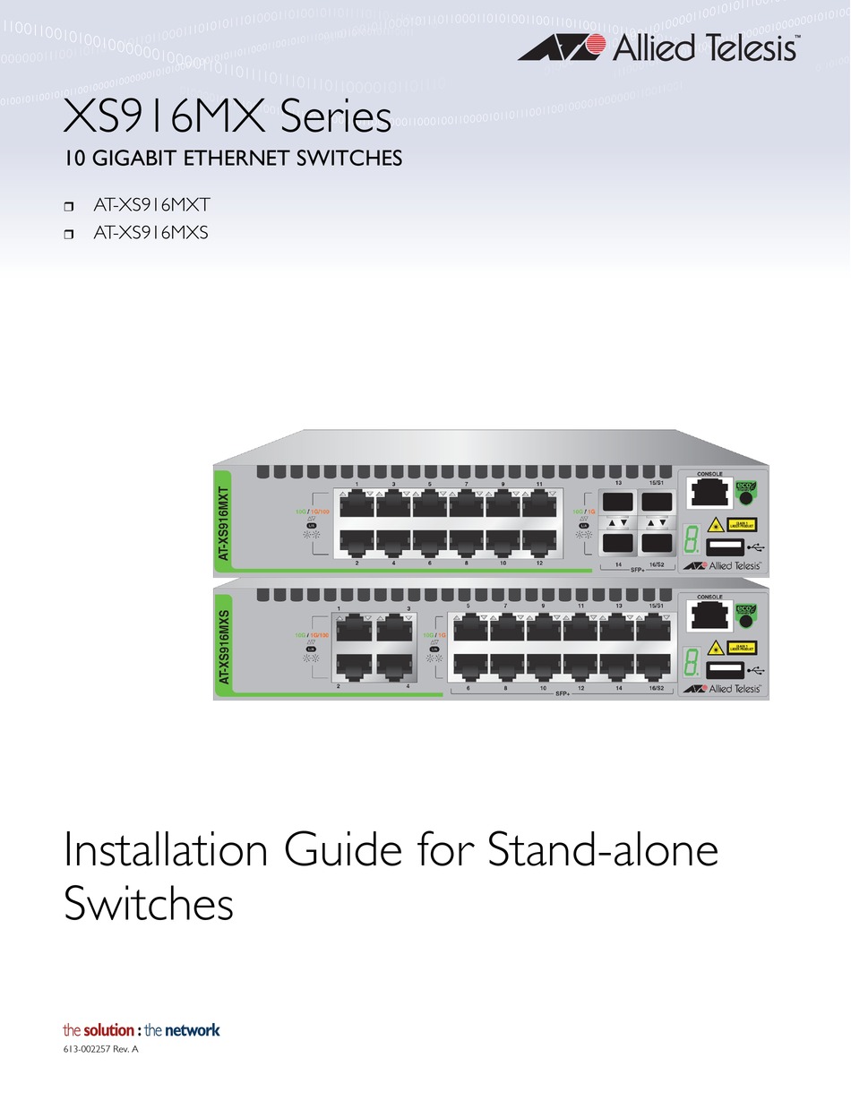 ALLIED TELESIS AT-XS916MXT INSTALLATION MANUAL Pdf Download 