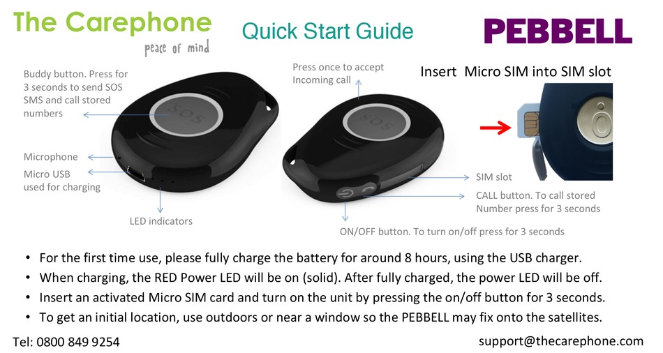 THE CAREPHONE PEBBELL QUICK START MANUAL Pdf Download | ManualsLib