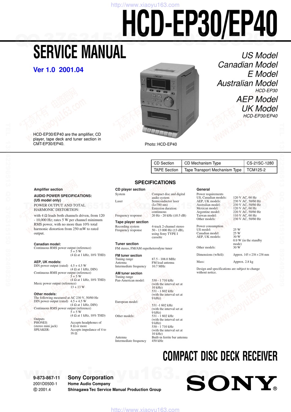 Manuale di istruzioni Sony CMT ep303/ep305 component system #2128 