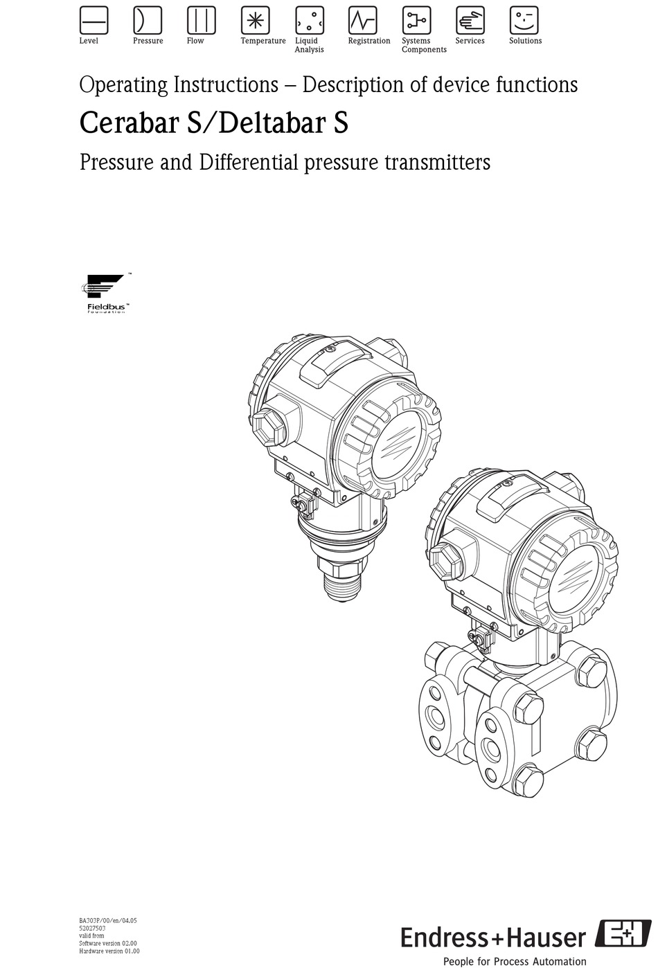 ENDRESS+HAUSER CERABAR S OPERATING INSTRUCTIONS MANUAL Pdf Download ...