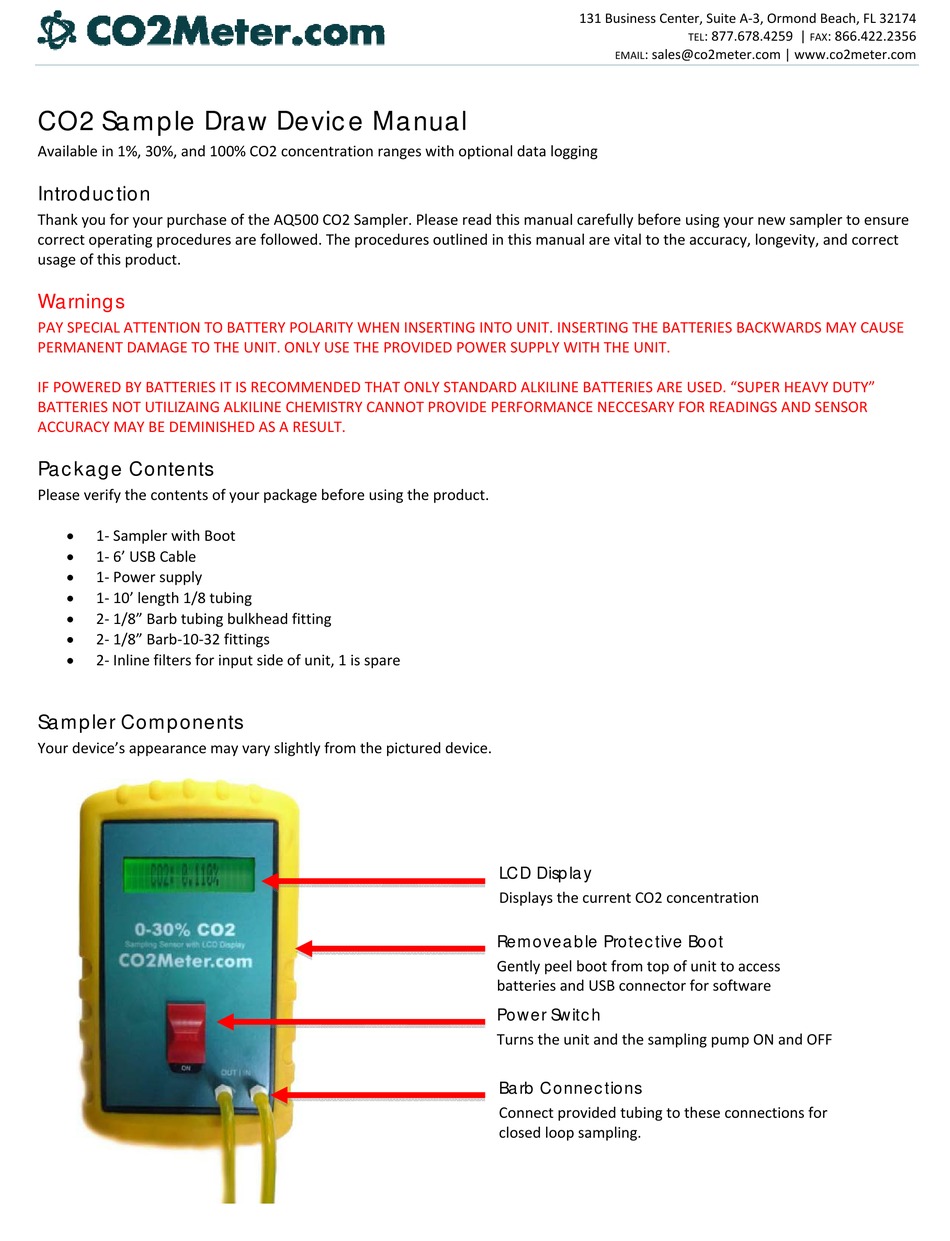 CO2METER AQ500 MANUAL Pdf Download ManualsLib