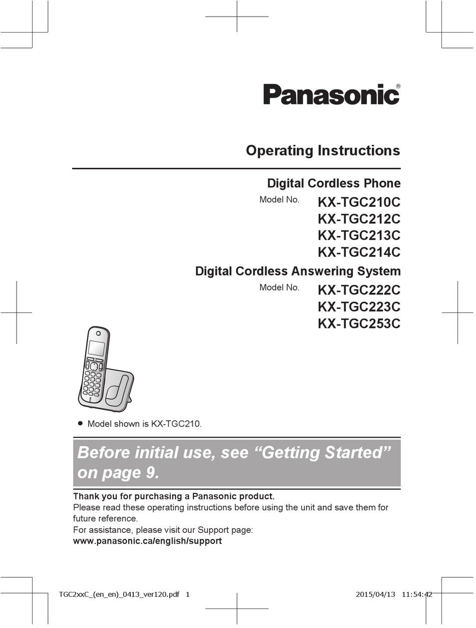 PANASONIC KX-TGC210C OPERATING INSTRUCTIONS MANUAL Pdf Download ...