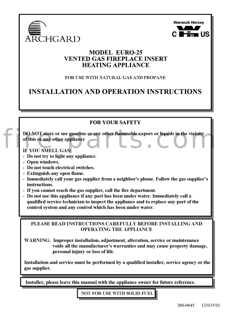 archgard-euro-25-installation-and-operation-instructions-manual-pdf